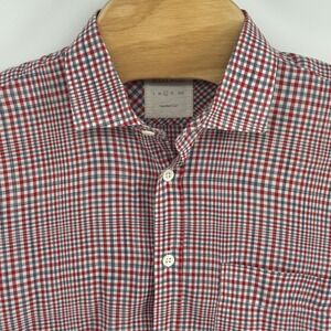 Billy Reid Mens Large Standard Cut Gingham Button Down Shirt Made in Italy